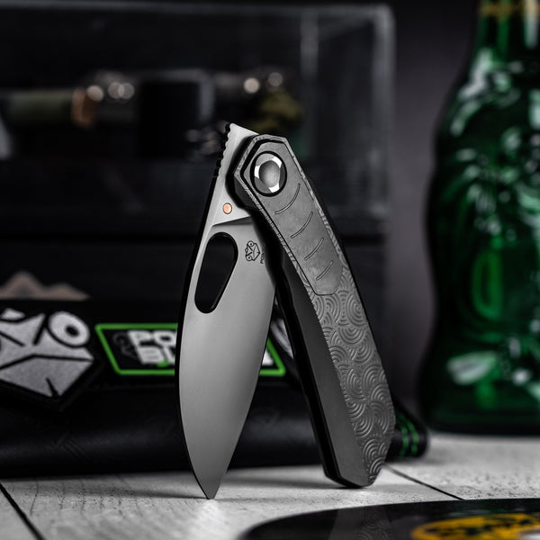Drop Date (07/22): Poikilo x URBAN VK-Crab - Pearlescent Stonewash DLC M398 & DLC Titanium Chaos Seigaiha™ w/ Crystal Ti DLC Inlay - URBAN EDC®