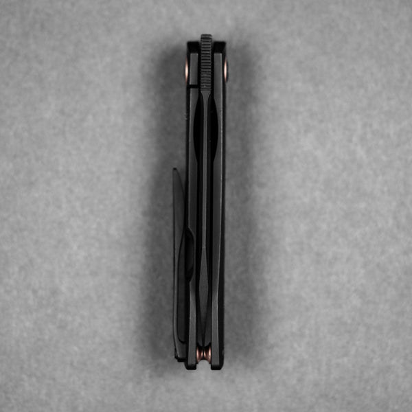 Drop Date (07/22): URBAN Chimarra - Blackwashed Magnacut & Blackwashed Titanium w/ Copper Pivot Collar & Backspacer - URBAN EDC®