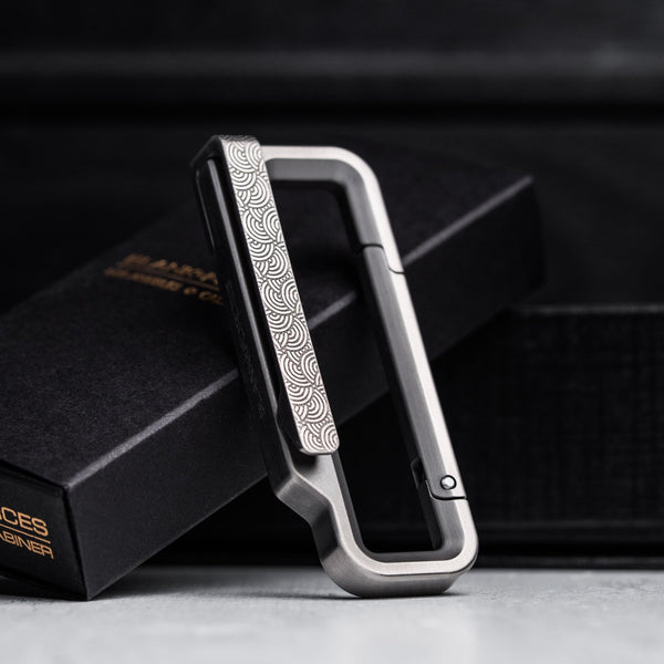 Drop Date (07/29): Blank Forces x URBAN HyperLink Original Carabiner - Titanium w/ Chaos Seigaiha™ - URBAN EDC®