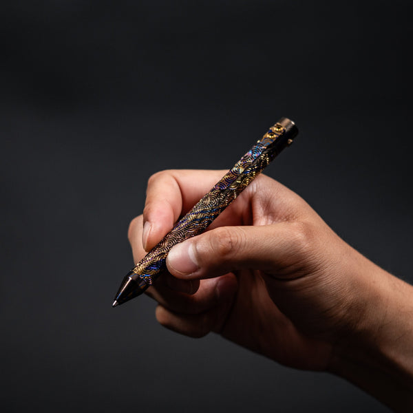 Drop Date (07/29): Nottingham Tactical x URBAN TiButton Single Lock Pen - MokuTi w/ Chaos Seigaiha™ - URBAN EDC®