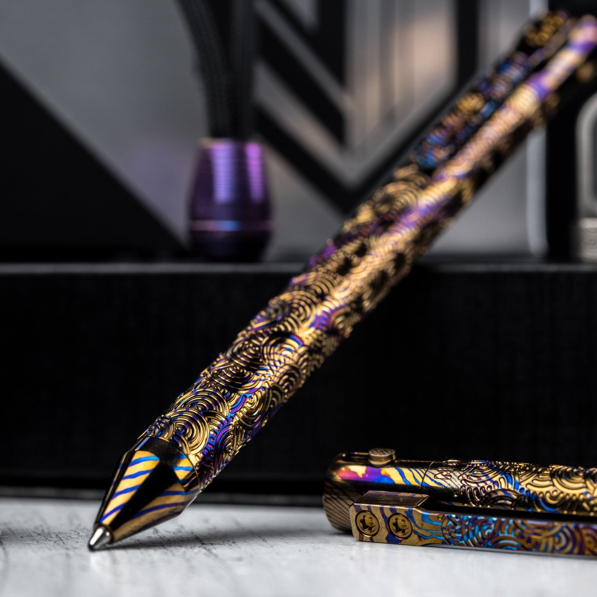 Drop Date (07/29): Nottingham Tactical x URBAN TiButton Single Lock Pen - MokuTi w/ Chaos Seigaiha™ - URBAN EDC®