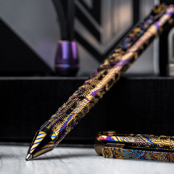 Drop Date (07/29): Nottingham Tactical x URBAN TiButton Single Lock Pen - MokuTi w/ Chaos Seigaiha™ - URBAN EDC®
