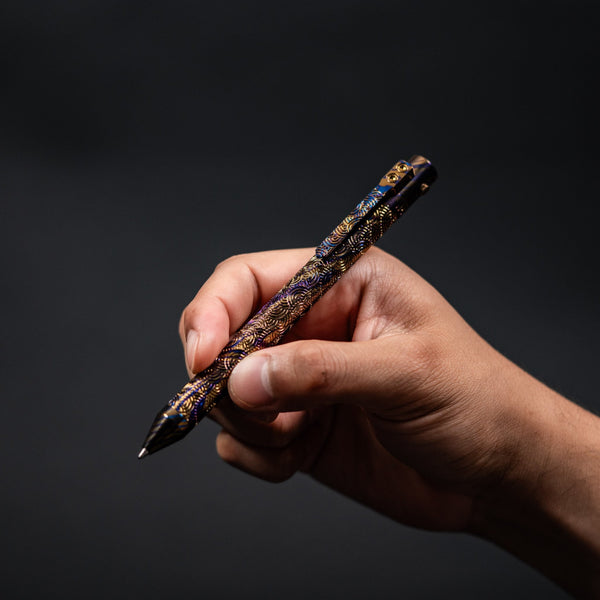 Drop Date (07/29): Nottingham Tactical x URBAN TiButton Single Lock Pen - MokuTi w/ Chaos Seigaiha™ - URBAN EDC®