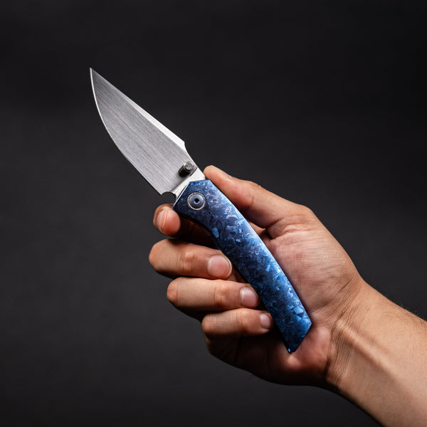 Drop Date (07/29): URBAN Isurus - Hand-Rubbed Vanax & Deep Blue Crystal Ti w/ Crystal Ti Hardware - URBAN EDC®