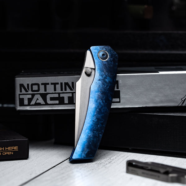 Drop Date (07/29): URBAN Isurus - Hand-Rubbed Vanax & Deep Blue Crystal Ti w/ Crystal Ti Hardware - URBAN EDC®