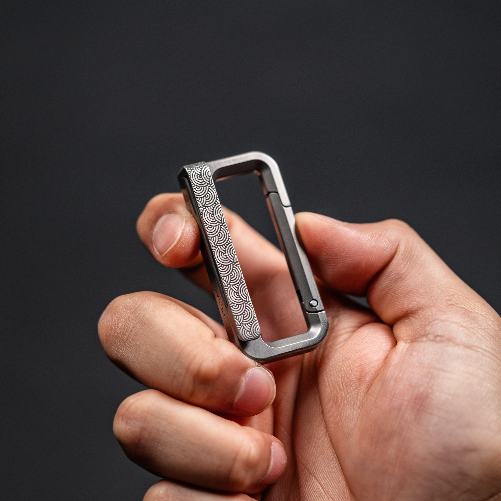 Drop Date (08/05): Blank Forces x URBAN HyperLink Micro Carabiner - Titanium w/ Chaos Seigaiha™ - URBAN EDC®