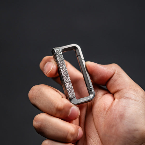 Drop Date (08/05): Blank Forces x URBAN HyperLink Micro Carabiner - Titanium w/ Chaos Seigaiha™ - URBAN EDC®