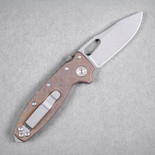 Drop Date (08/05): Demko x URBAN Shark-A-Tac - Magnacut Clip Point & Blue Titanium w/ Bronze Chaos Seigaiha™ (Custom) - URBAN EDC®