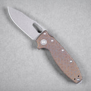 Drop Date (08/05): Demko x URBAN Shark-A-Tac - Magnacut Clip Point & Blue Titanium w/ Bronze Chaos Seigaiha™ (Custom) - URBAN EDC®