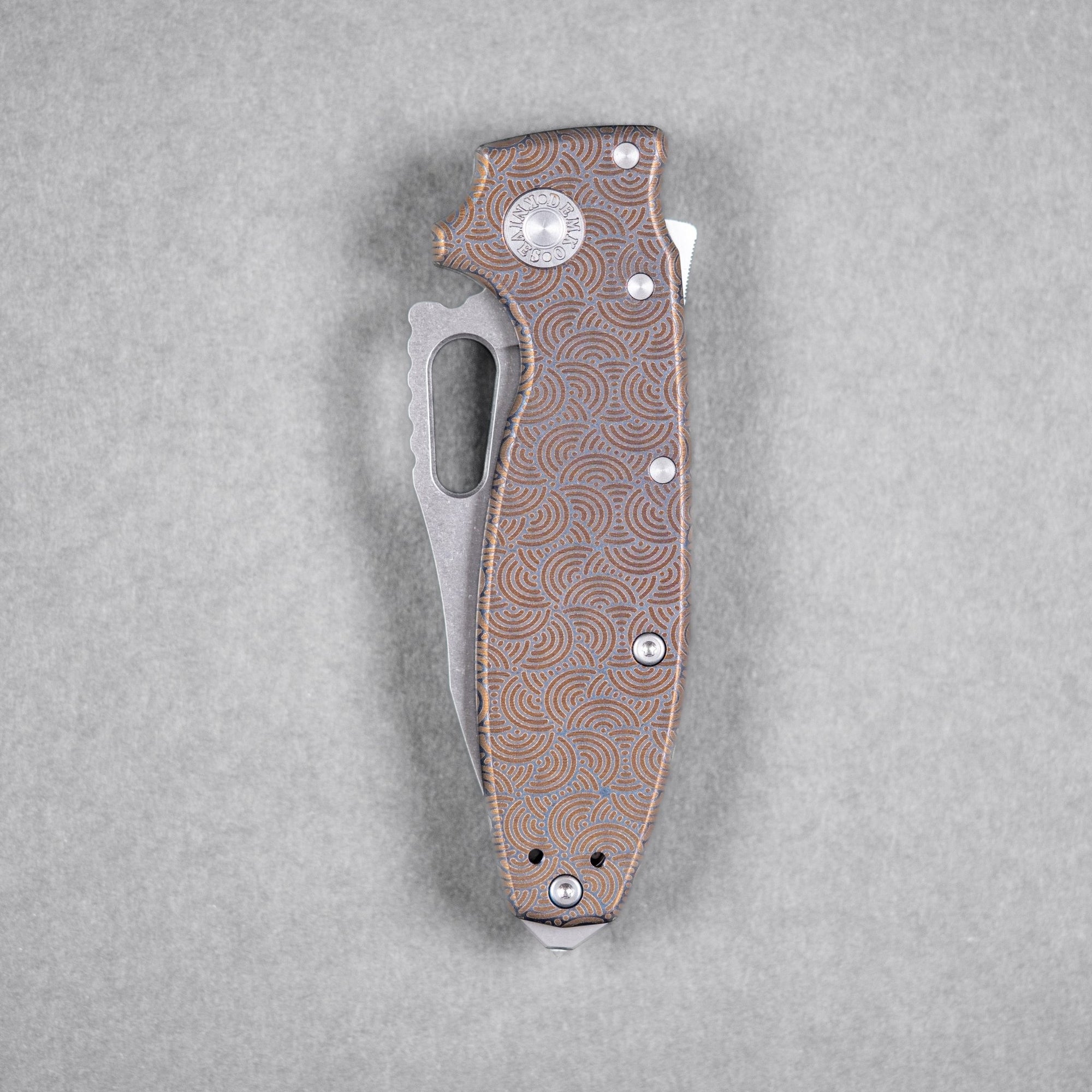 Drop Date (08/05): Demko x URBAN Shark-A-Tac - Magnacut Clip Point & Blue Titanium w/ Bronze Chaos Seigaiha™ (Custom) - URBAN EDC®