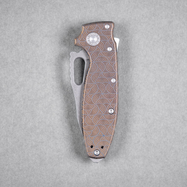 Drop Date (08/05): Demko x URBAN Shark-A-Tac - Magnacut Clip Point & Blue Titanium w/ Bronze Chaos Seigaiha™ (Custom) - URBAN EDC®