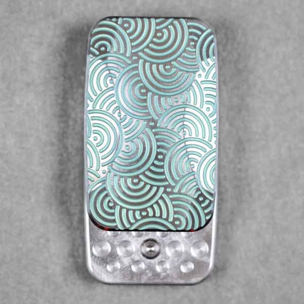 Drop Date (08/05): Magnus x URBAN Squashed Toad Fidget Slider - Green Titanium w/ Chaos Seigaiha™ & SS Swiss Plates - URBAN EDC®