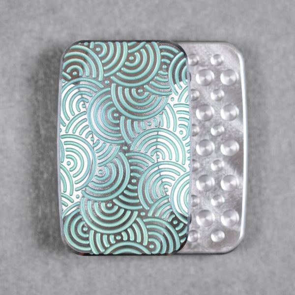 Drop Date (08/05): Magnus x URBAN Squashed Toad Fidget Slider - Green Titanium w/ Chaos Seigaiha™ & SS Swiss Plates - URBAN EDC®