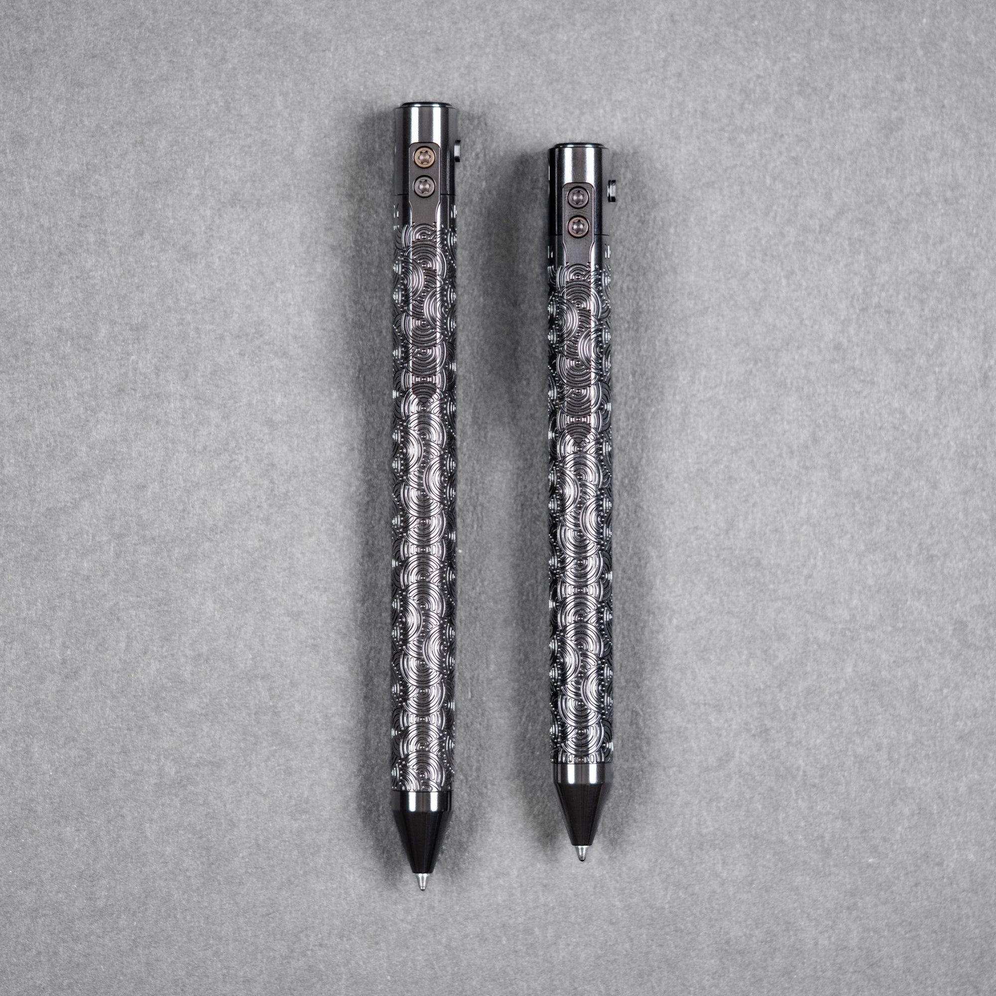 Drop Date (08/05): Nottingham Tactical x URBAN TiButton Single Lock Pen - Polished Zirconium w/ Chaos Seigaiha™ - URBAN EDC®