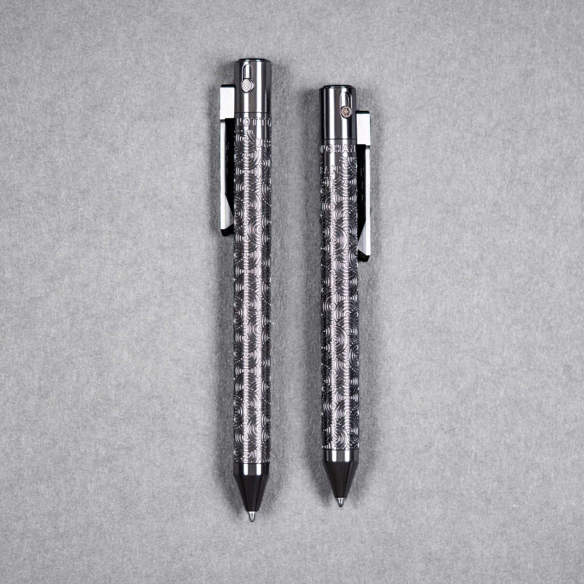 Drop Date (08/05): Nottingham Tactical x URBAN TiButton Single Lock Pen - Polished Zirconium w/ Chaos Seigaiha™ - URBAN EDC®