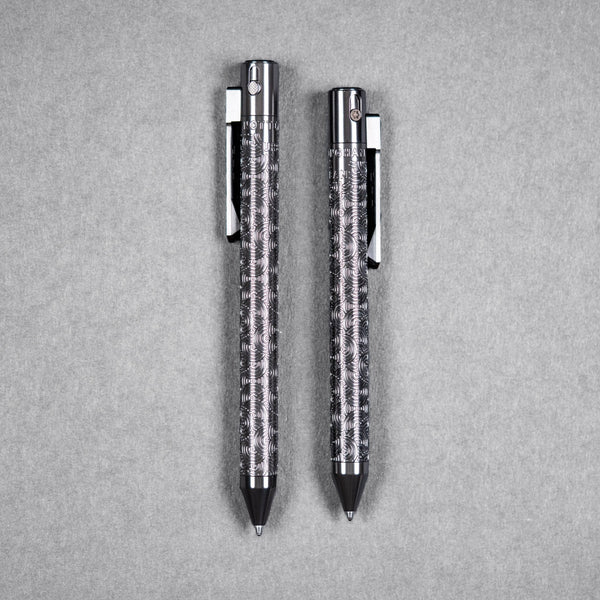 Drop Date (08/05): Nottingham Tactical x URBAN TiButton Single Lock Pen - Polished Zirconium w/ Chaos Seigaiha™ - URBAN EDC®
