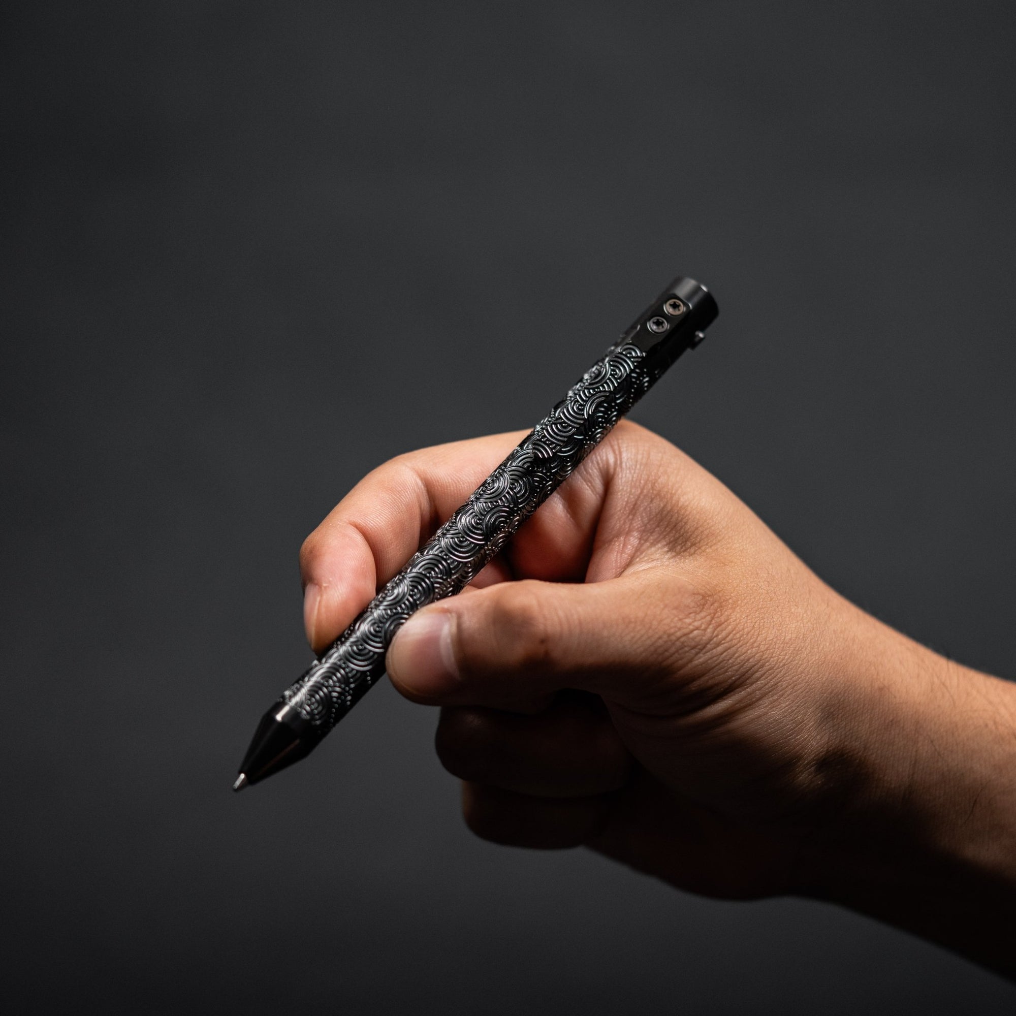 Drop Date (08/05): Nottingham Tactical x URBAN TiButton Single Lock Pen - Polished Zirconium w/ Chaos Seigaiha™ - URBAN EDC®