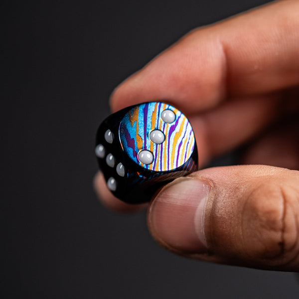 Drop Date (08/12): Umburry Titanium Damascus Dice Lanyard Bead - URBAN EDC®