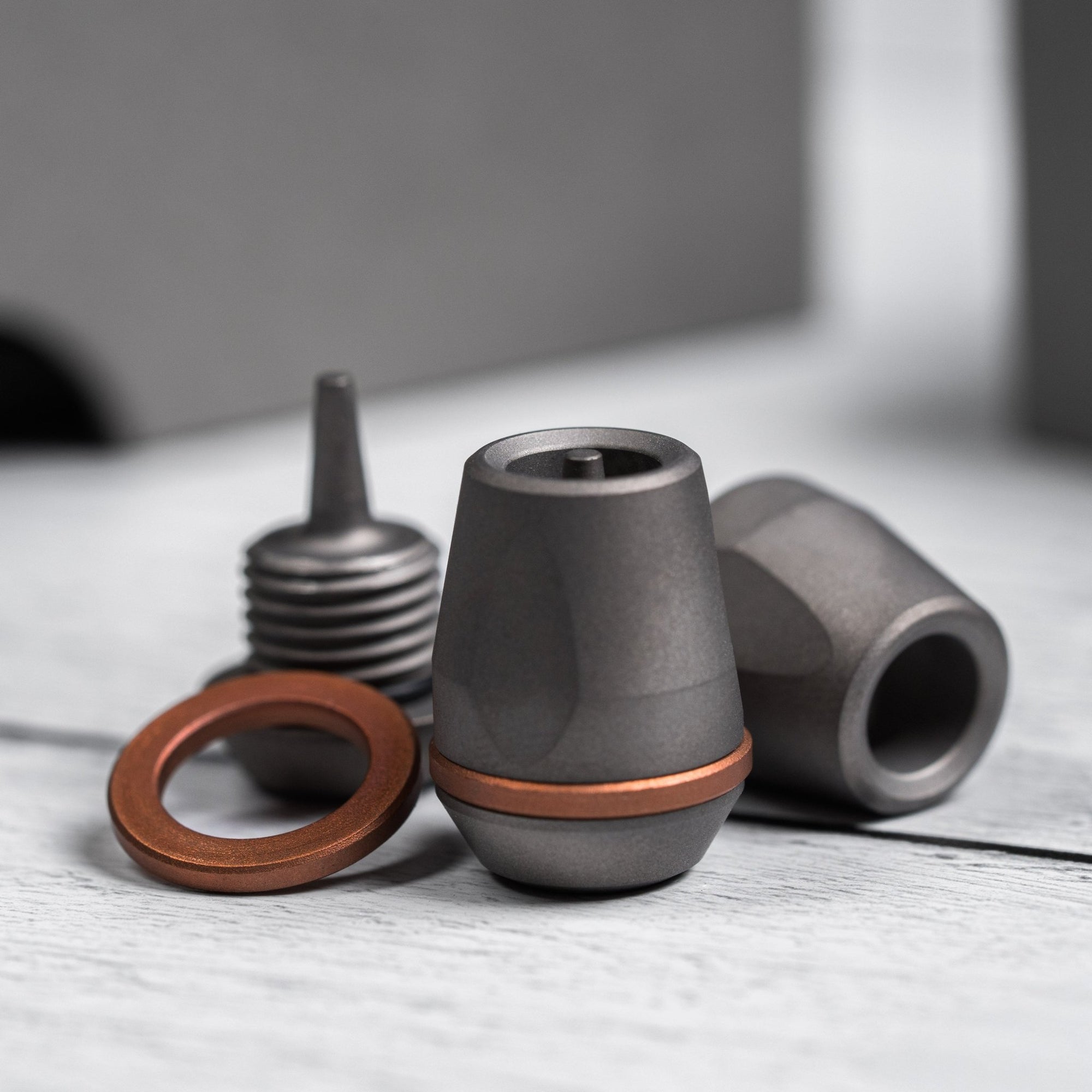 Drop Date (08/19): URBAN VK-IMON Lanyard Bead - Darkblasted Titanium w/ Copper Disc - URBAN EDC®