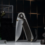 Drop Date (08/26): Chris Reeve Large Sebenza 31 - Drop Point Magnacut & Glass Blasted Titanium w/ Bog Oak Inlay - URBAN EDC®