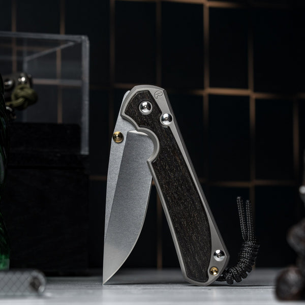 Drop Date (08/26): Chris Reeve Large Sebenza 31 - Drop Point Magnacut & Glass Blasted Titanium w/ Bog Oak Inlay - URBAN EDC®
