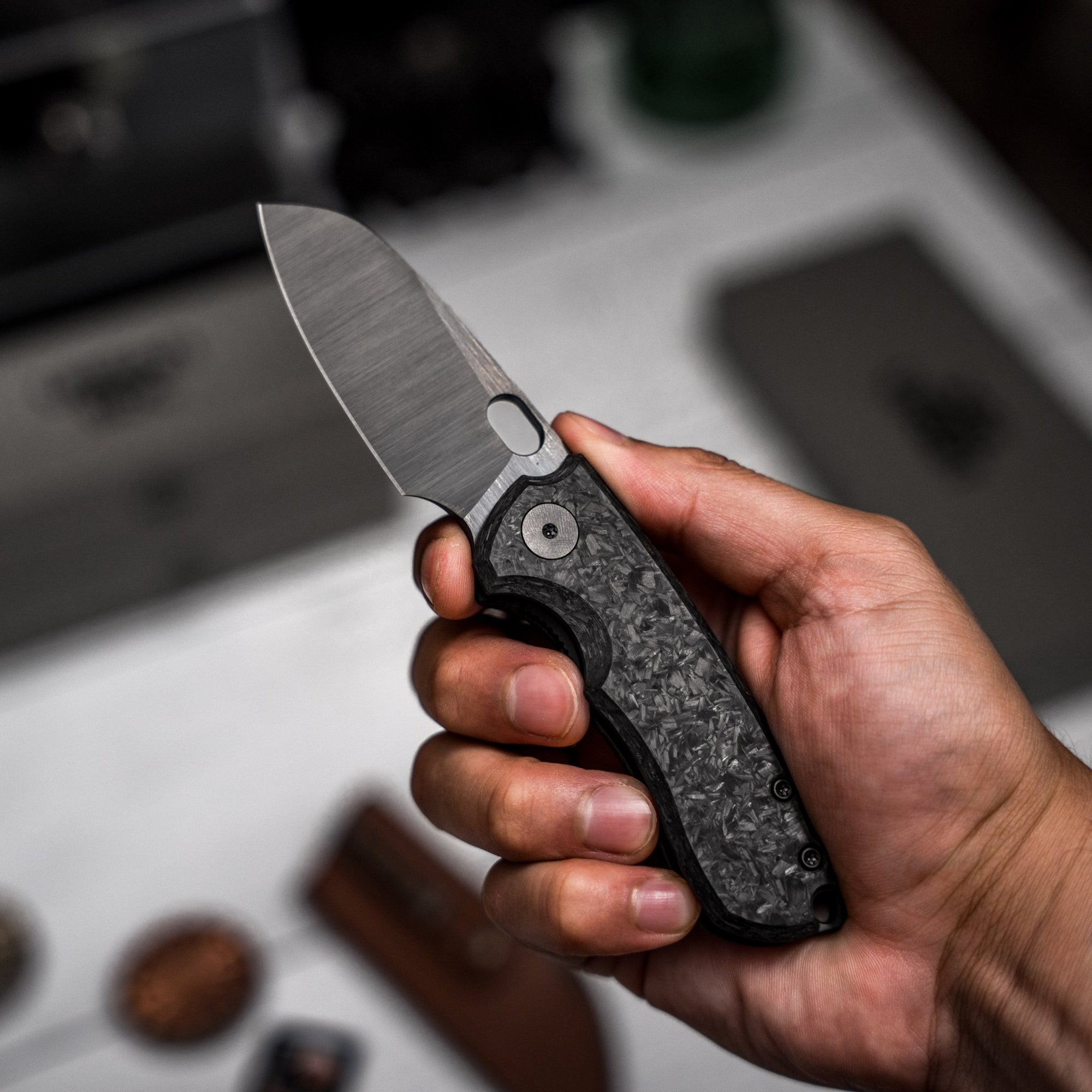 Drop Date (08/26): URBAN Jib - Belt Satin DLC Vanax & Marbled Carbon Fiber Linerlock - URBAN EDC®