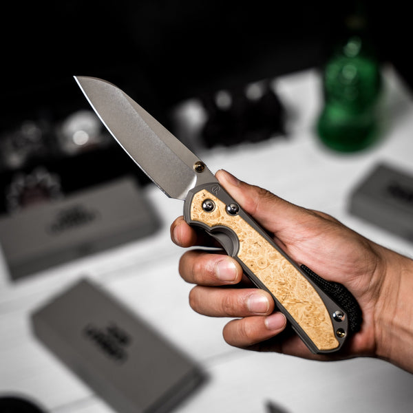 Drop Date (09/02): Chris Reeve Large Sebenza 31 - Insingo Magnacut & Glass Blasted Titanium w/ Box Elder Inlay - URBAN EDC®