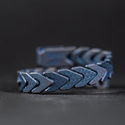 Drop Date (09/16): Tomas Makes x URBAN Vector Bracelet - Blue & Gold Brush Stonewash Titanium w/ Seigaiha (Custom) - URBAN EDC®
