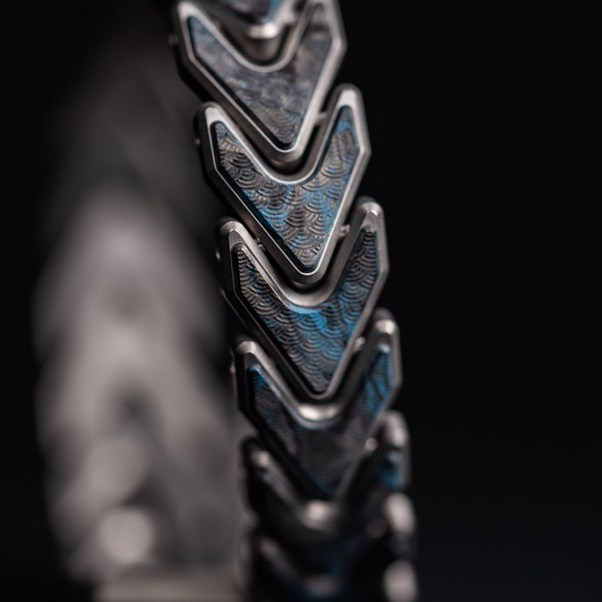 Drop Date (09/16): Tomas Makes x URBAN Vector Bracelet - Stonewash Titanium w/ Dark Matter Blue Seigaiha (Custom) - URBAN EDC®