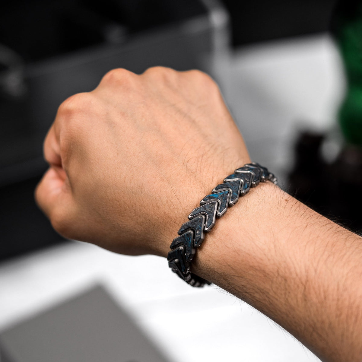 Drop Date (09/16): Tomas Makes x URBAN Vector Bracelet - Stonewash Titanium w/ Dark Matter Blue Seigaiha (Custom) - URBAN EDC®
