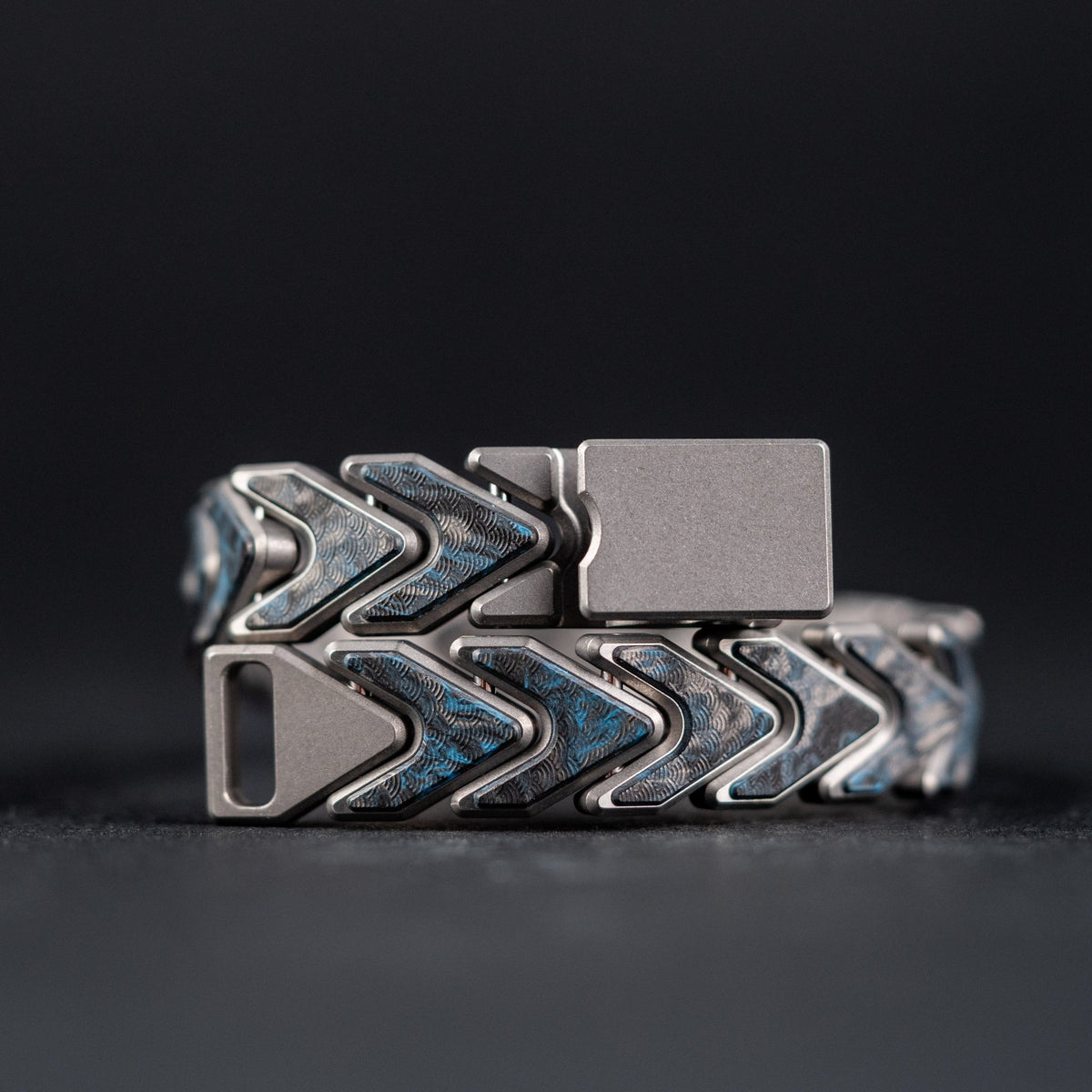Drop Date (09/16): Tomas Makes x URBAN Vector Bracelet - Stonewash Titanium w/ Dark Matter Blue Seigaiha (Custom) - URBAN EDC®