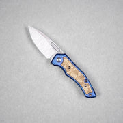 Drop Date (09/23): Griffin Co x URBAN Scout F2 Folder - Belt Satin Magnacut & Blurple Crystal Titanium w/ Brass Chaos Seigaiha™ - URBAN EDC®