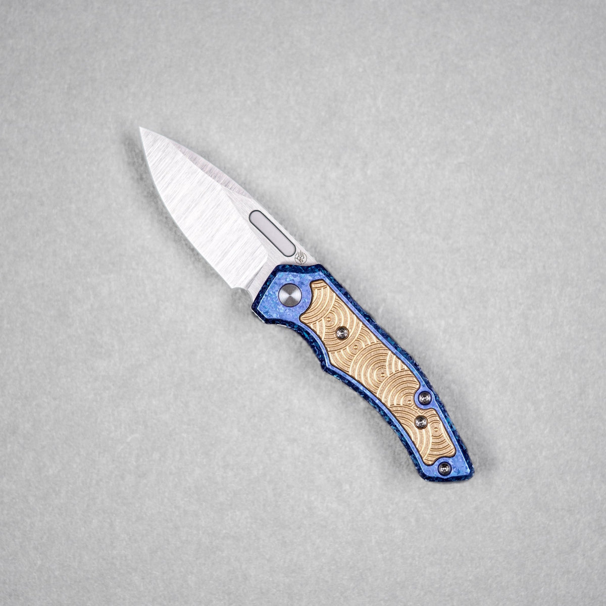 Drop Date (09/23): Griffin Co x URBAN Scout F2 Folder - Belt Satin Magnacut & Blurple Crystal Titanium w/ Brass Chaos Seigaiha™ - URBAN EDC®
