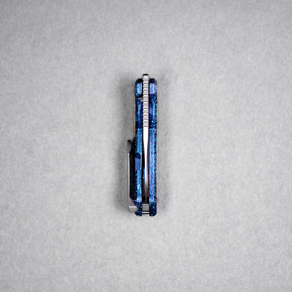 Drop Date (09/23): Griffin Co x URBAN Scout F2 Folder - Belt Satin Magnacut & Blurple Crystal Titanium w/ Brass Chaos Seigaiha™ - URBAN EDC®