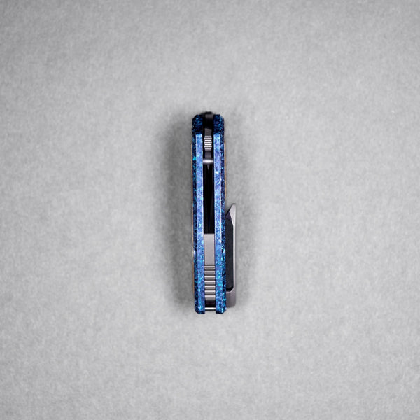 Drop Date (09/23): Griffin Co x URBAN Scout F2 Folder - Belt Satin Magnacut & Blurple Crystal Titanium w/ Brass Chaos Seigaiha™ - URBAN EDC®