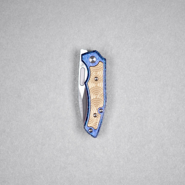 Drop Date (09/23): Griffin Co x URBAN Scout F2 Folder - Belt Satin Magnacut & Blurple Crystal Titanium w/ Brass Chaos Seigaiha™ - URBAN EDC®