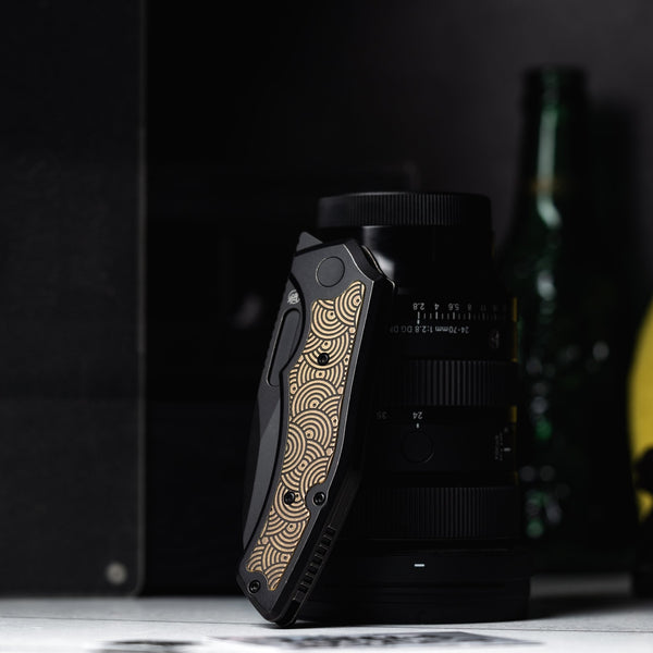 Drop Date (09/23): Griffin Co x URBAN Scout F3.5 Folder - Blackwash Magnacut & Bronze Anodized Titanium w/ Chaos Seigaiha™ - URBAN EDC®