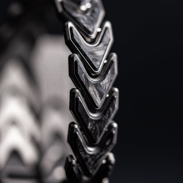 Drop Date (09/23): Tomas Makes Vector Bracelet - Zirblast Titanium w/ Dark Matter Green Glow Carbon Fiber (Custom) - URBAN EDC®