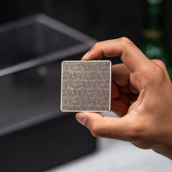 Drop Date (09/30): Limitless x URBAN Chaos Seigaiha™ Black & Gold Titanium Square Patch - 2x2 - URBAN EDC®
