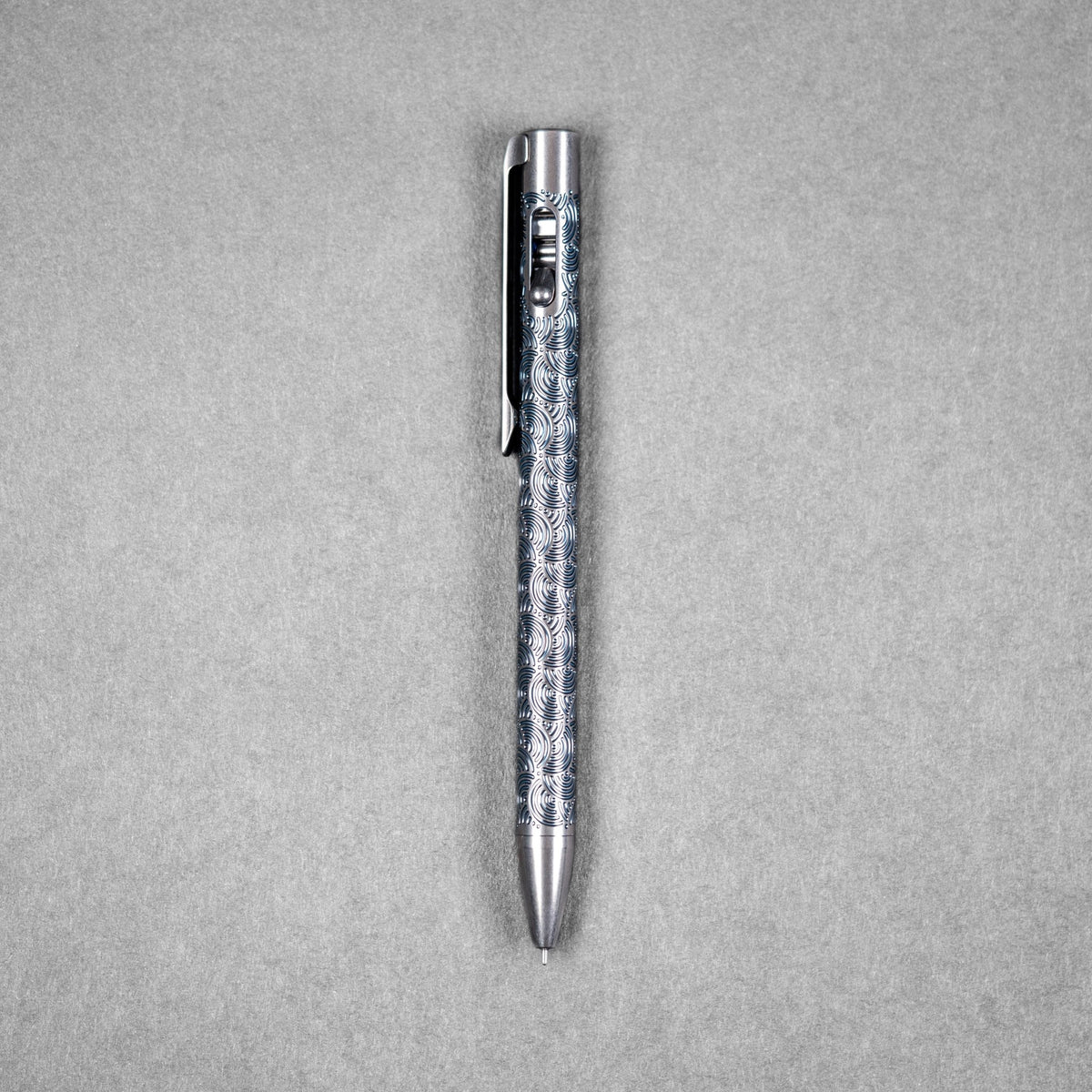 Drop Date (09/30): Magnus x URBAN Titanium ClickShift™ Pen - Matte Titanium w/ Blue Ti Chaos Seigaiha™ - URBAN EDC®
