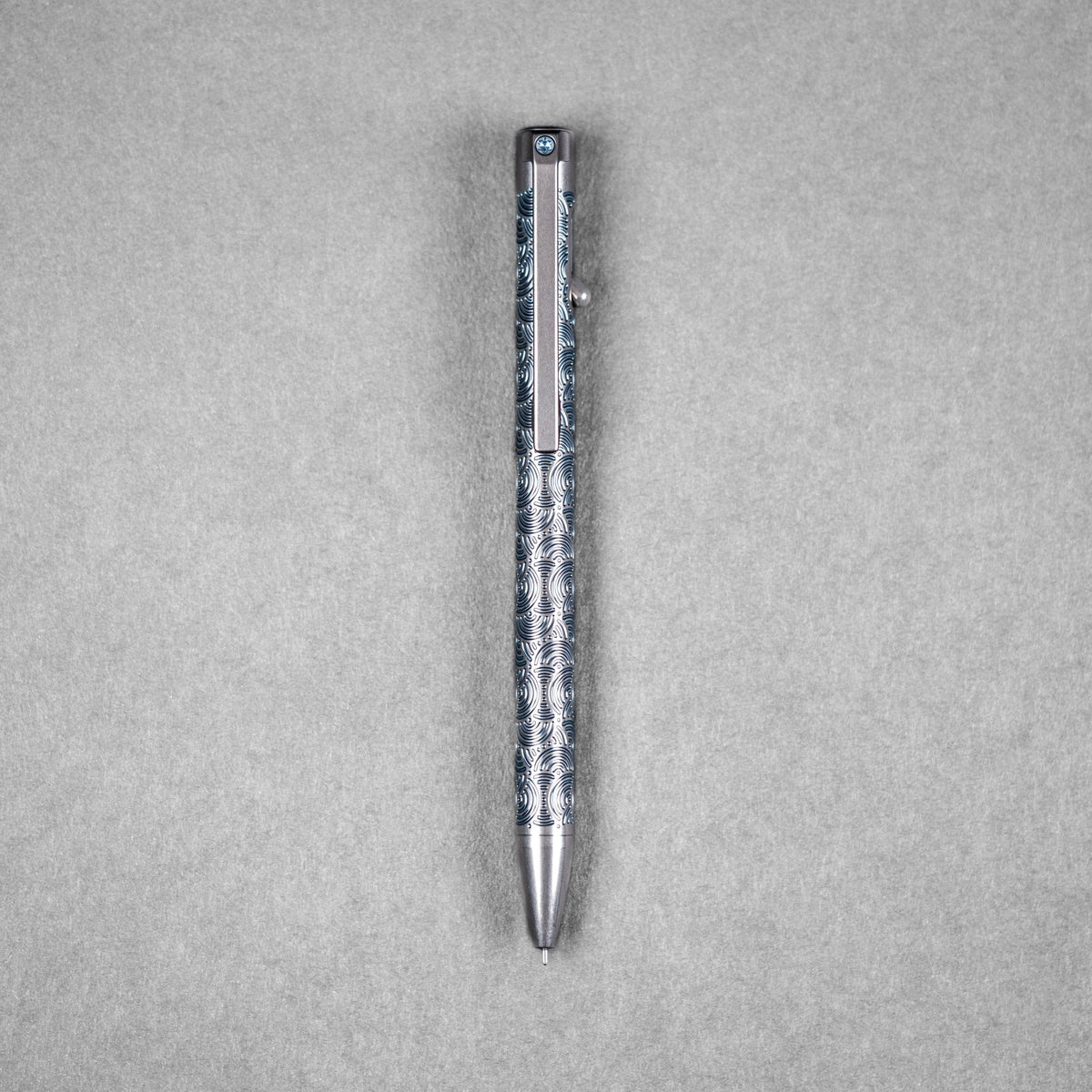 Drop Date (09/30): Magnus x URBAN Titanium ClickShift™ Pen - Matte Titanium w/ Blue Ti Chaos Seigaiha™ - URBAN EDC®