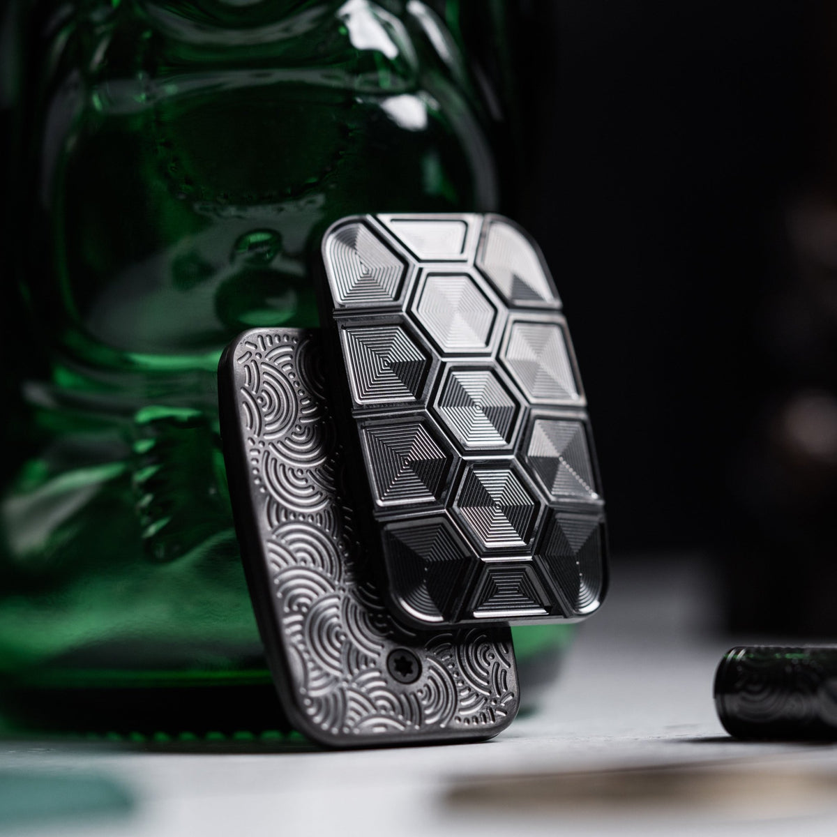 Drop Date (09/30): Magnus x URBAN Toad Inverse Turtle Fidget Slider - Blackout Zirconium & Zirc Plates w/ Chaos Seigaiha™ - URBAN EDC®