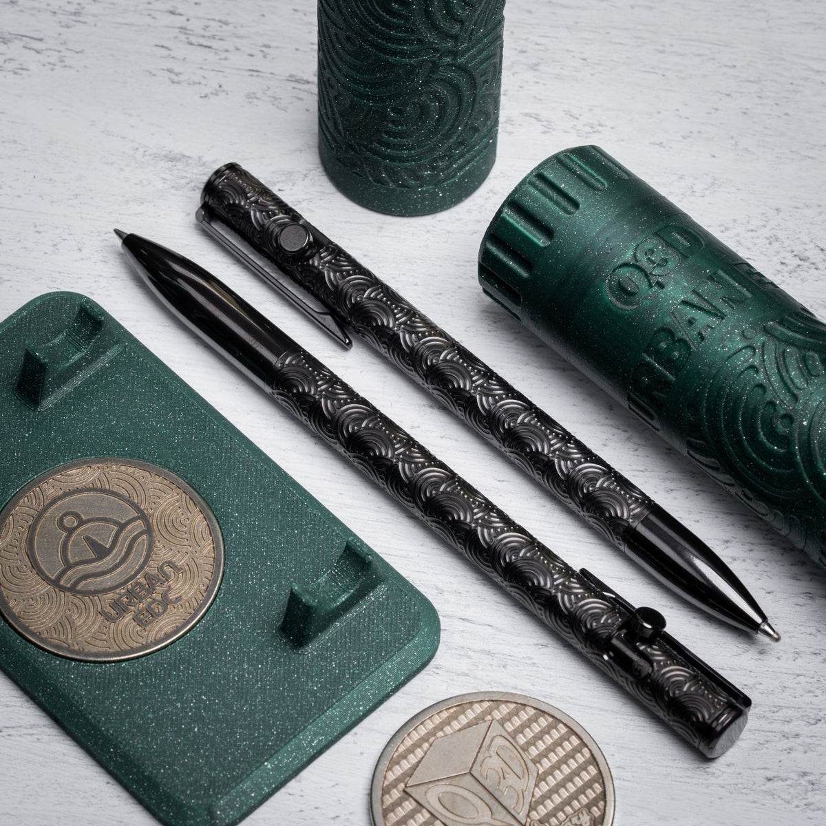 Drop Date (09/30): Q3D x URBAN Bolt Action Pen - Full Polished Zirconium & Machined Clip w/ Chaos Seigaiha™ - URBAN EDC®