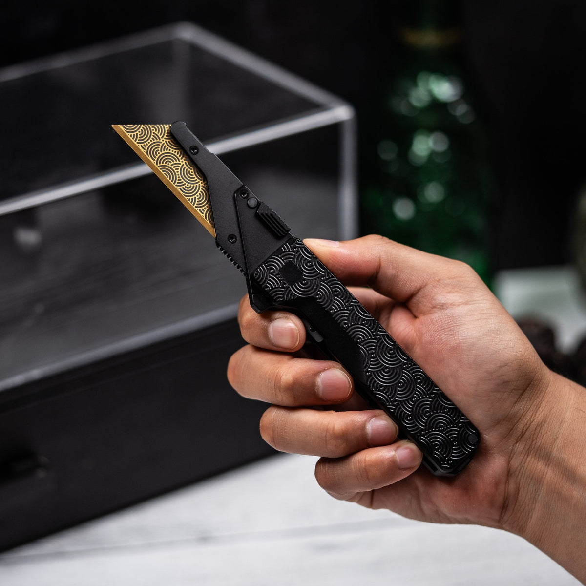 Drop Date (10/07): Exceed Designs x URBAN TiRant Ultra & Black Ti Chaos Seigaiha™ w/ Skiff Bearings - URBAN EDC®