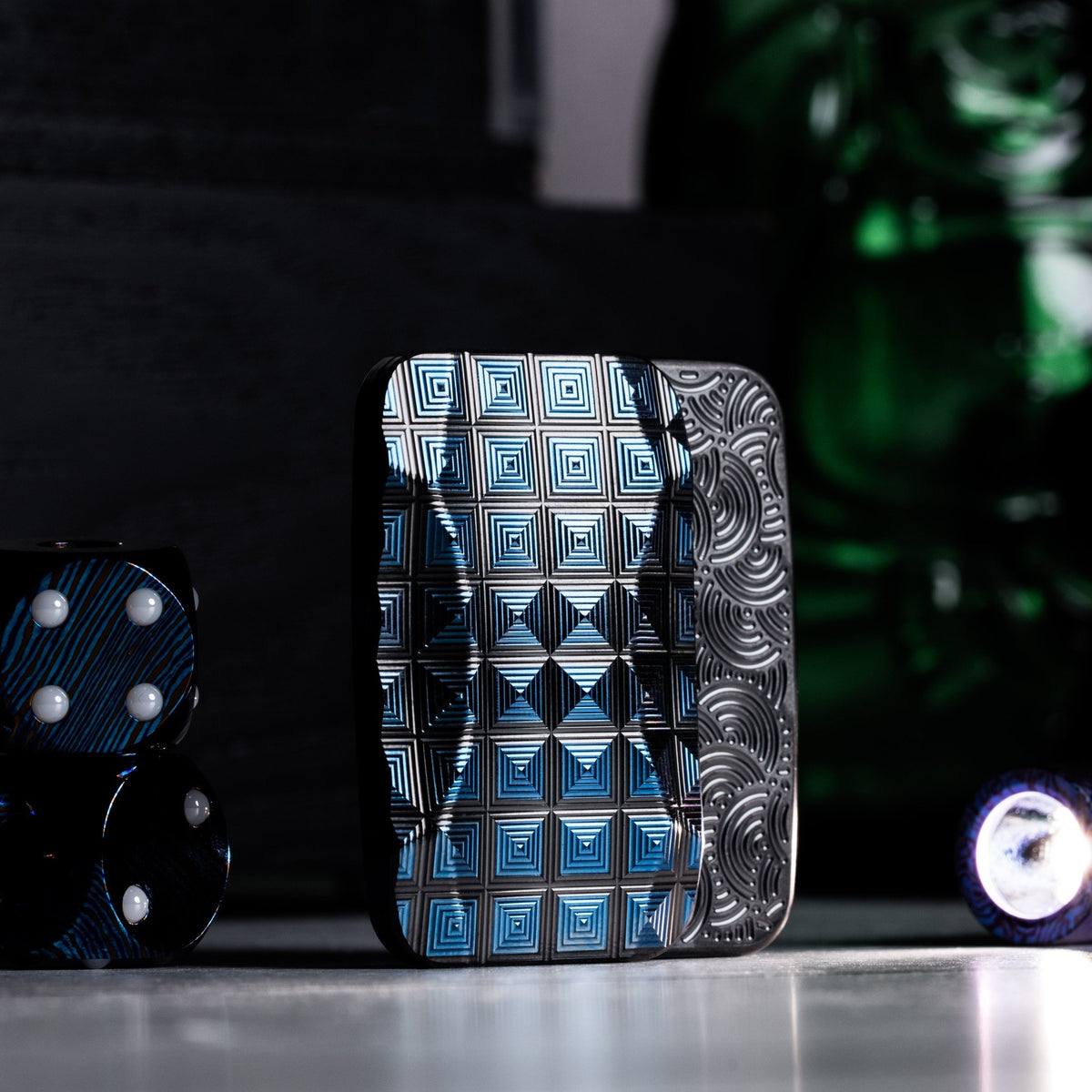 Drop Date (10/14): Magnus x URBAN Toad 'Prism' Fidget Slider - Blue Zirconium & Zirc Plates w/ Chaos Seigaiha™ - URBAN EDC®