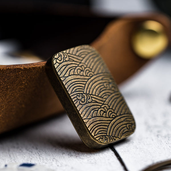 Drop Date (10/15): Ben Krein x URBAN Worry Stone - Aged Brass w/ Seigaiha - URBAN EDC®