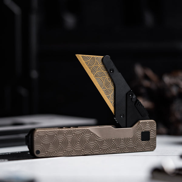 Drop Date (10/21): Exceed Designs x URBAN TiRant Ultra & Bronze Ti Chaos Seigaiha™ w/ Skiff Bearings - URBAN EDC®