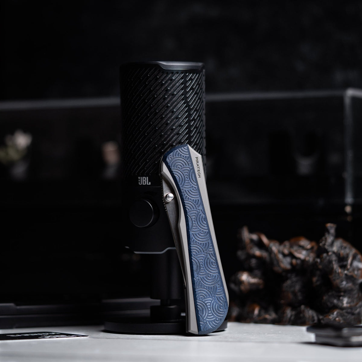 Drop Date (10/21): Piratech x URBAN Saga - Satin S90V & Bead Blast Titanium w/ Blue Chaos Seigaiha™ - URBAN EDC®