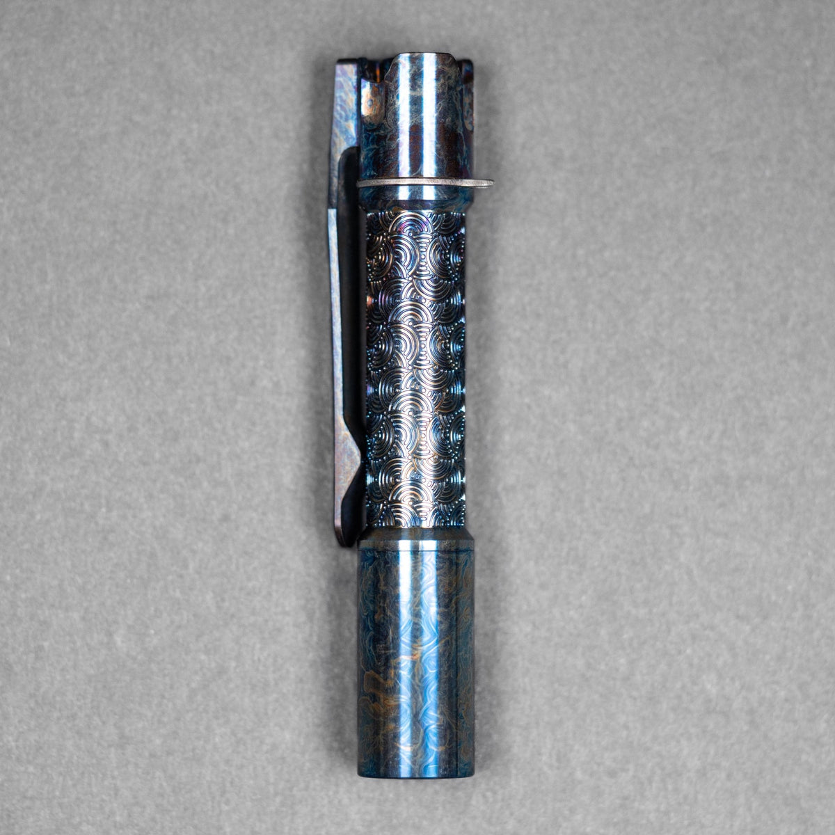 Drop Date (10/21): Reylight x URBAN Pineapple Mini Flashlight - Entropic Ti Chaos Seigaiha™ w/ Milled Ti Clip - URBAN EDC®