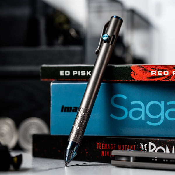 Drop Date (11/05): MIG x URBAN Bolt Action Pen - Seigaiha Titanium w/ Timascus Accents - URBAN EDC®
